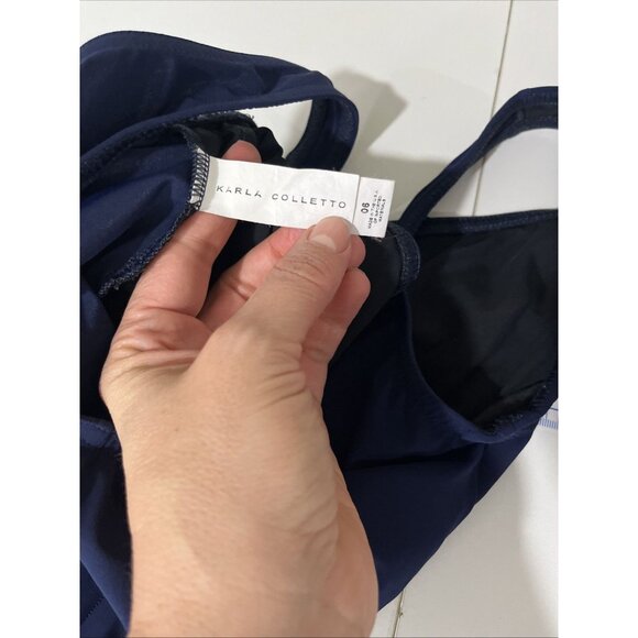 Karla Colletto Navy Blue & Black One Piece Zip Bathing Suit Women's Size 6 - Picture 5 of 9